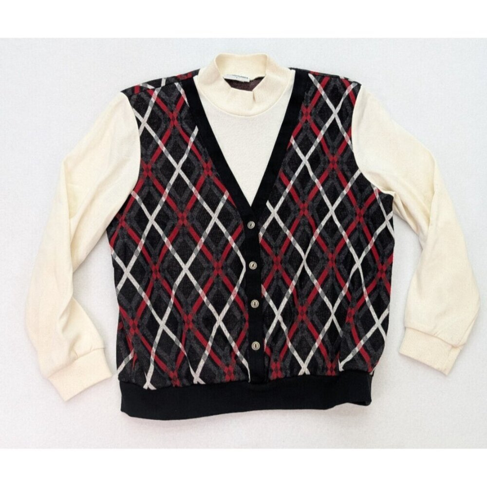 Alfred Dunner Women's Sweater Vest Mock Neck Top Size L Vintage 90s